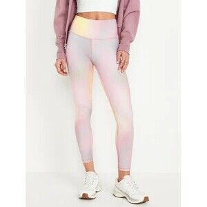 Old Navy High Rise PowerSoft 7/8 Ankle Leggings Womens M Tall Multicolor NEW